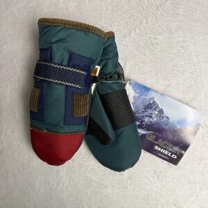 Vtg 90s Color Block Lined Insulated Winter Mittens Kids Youth Large Retro Ski